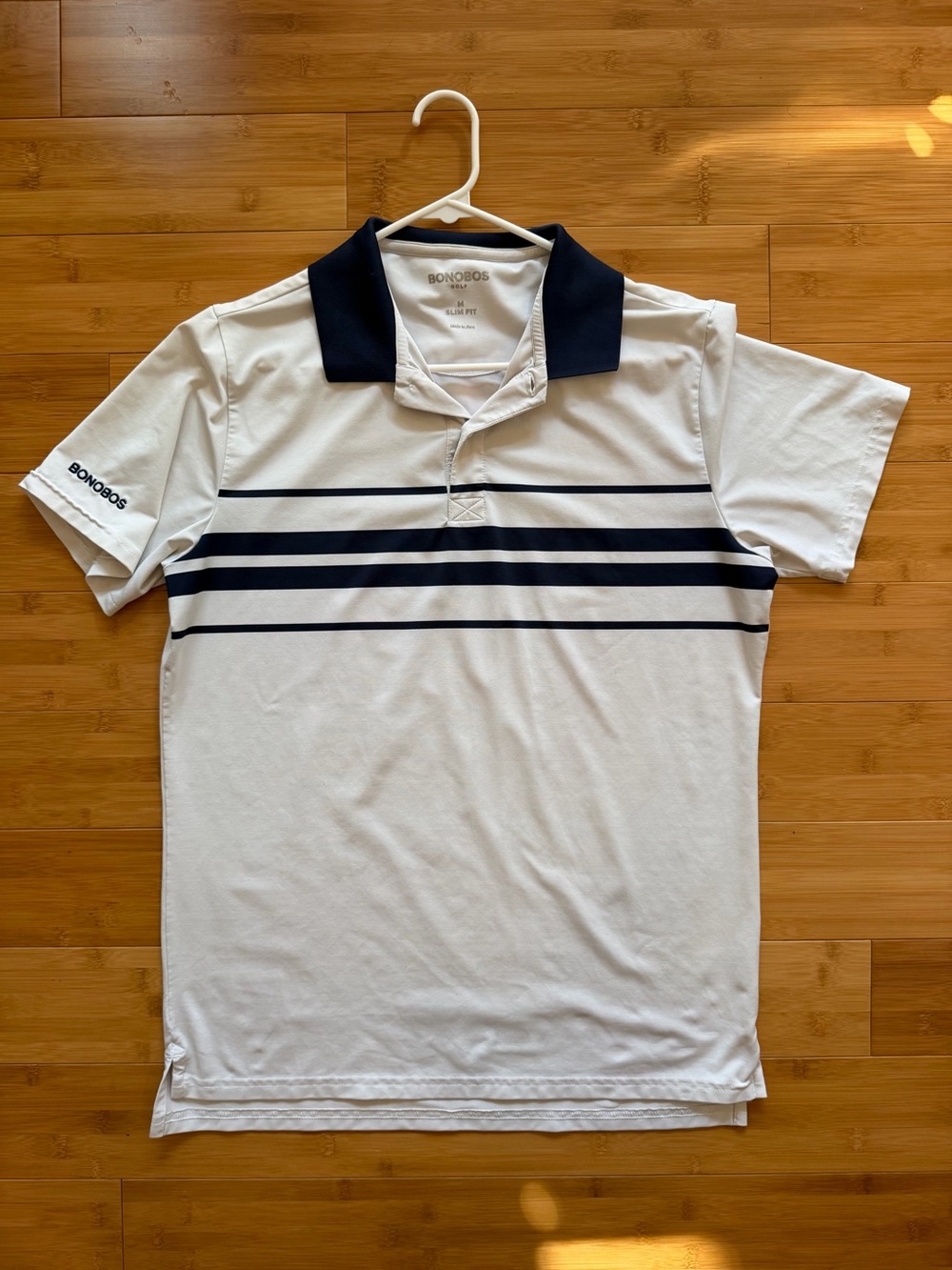 Bonobos Golf Men’s M Slim Fit Polo White Navy Striped